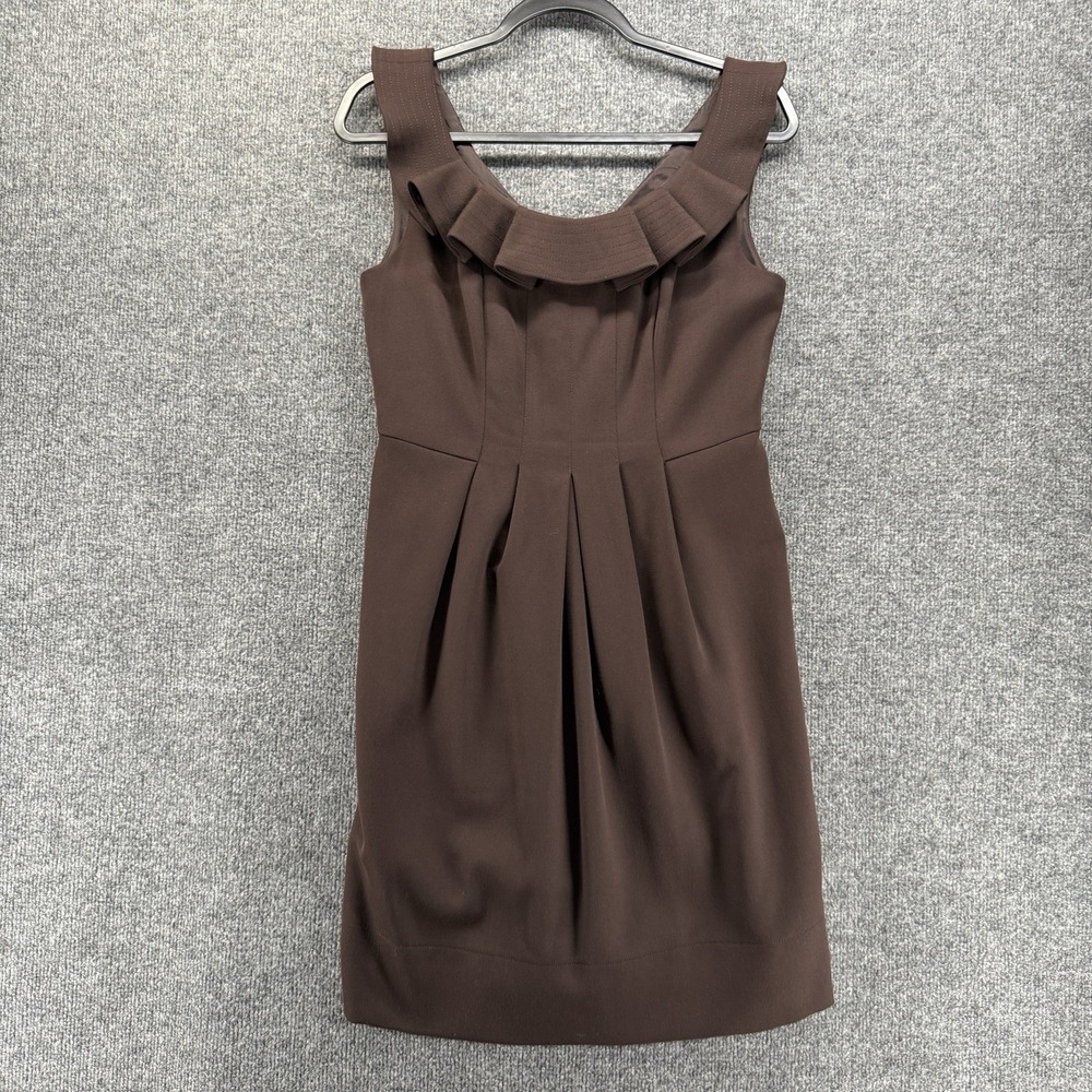 Shoshanna Dress 6 Brown Wool Boucle Bateau Sheath Old Money Quiet Luxury Prep